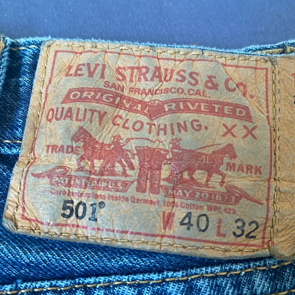 This is a pair of Levi’s blue in color 501 jeans.